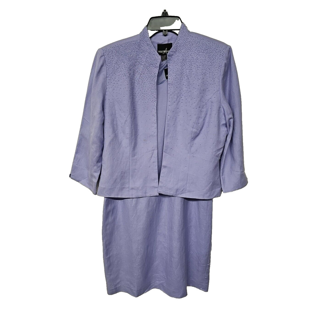 Positive Attitude Dress Set Womens Size 12 Beaded Lavender Purple Midi